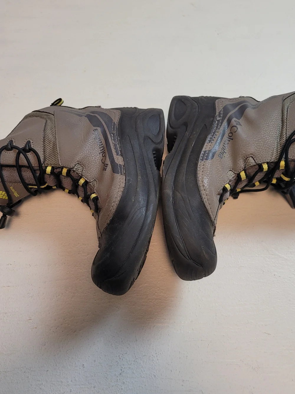 Columbia Gray and Black Waterproof Hiking Boots with Lime Accents